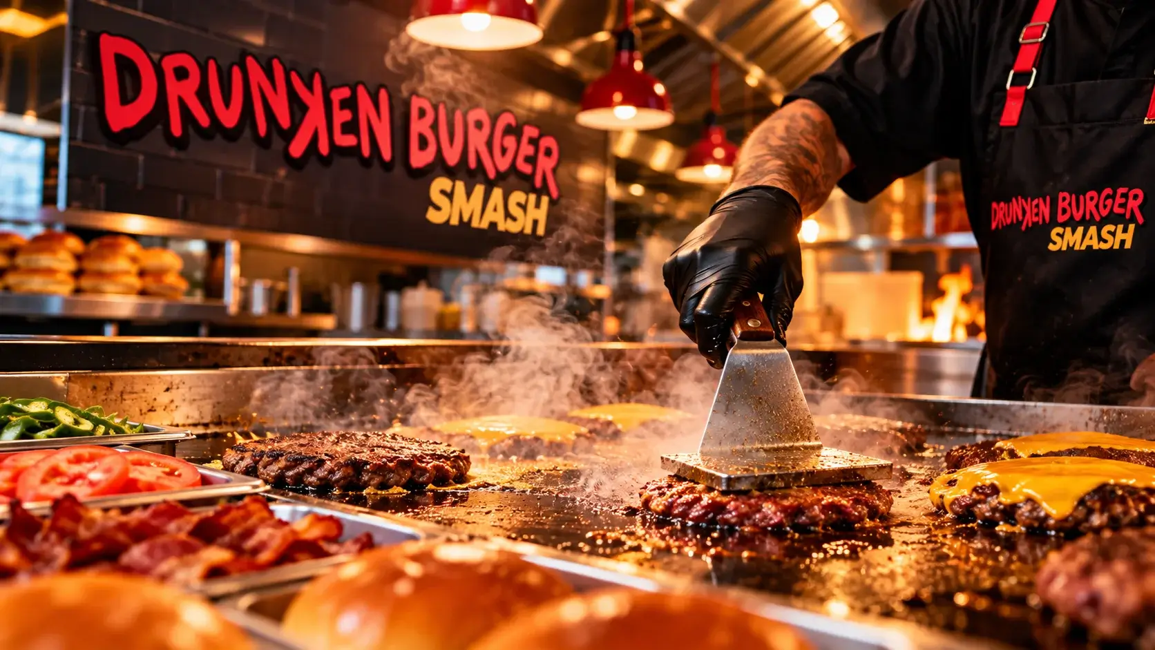 Drunken Burger Smash Open Kitchen